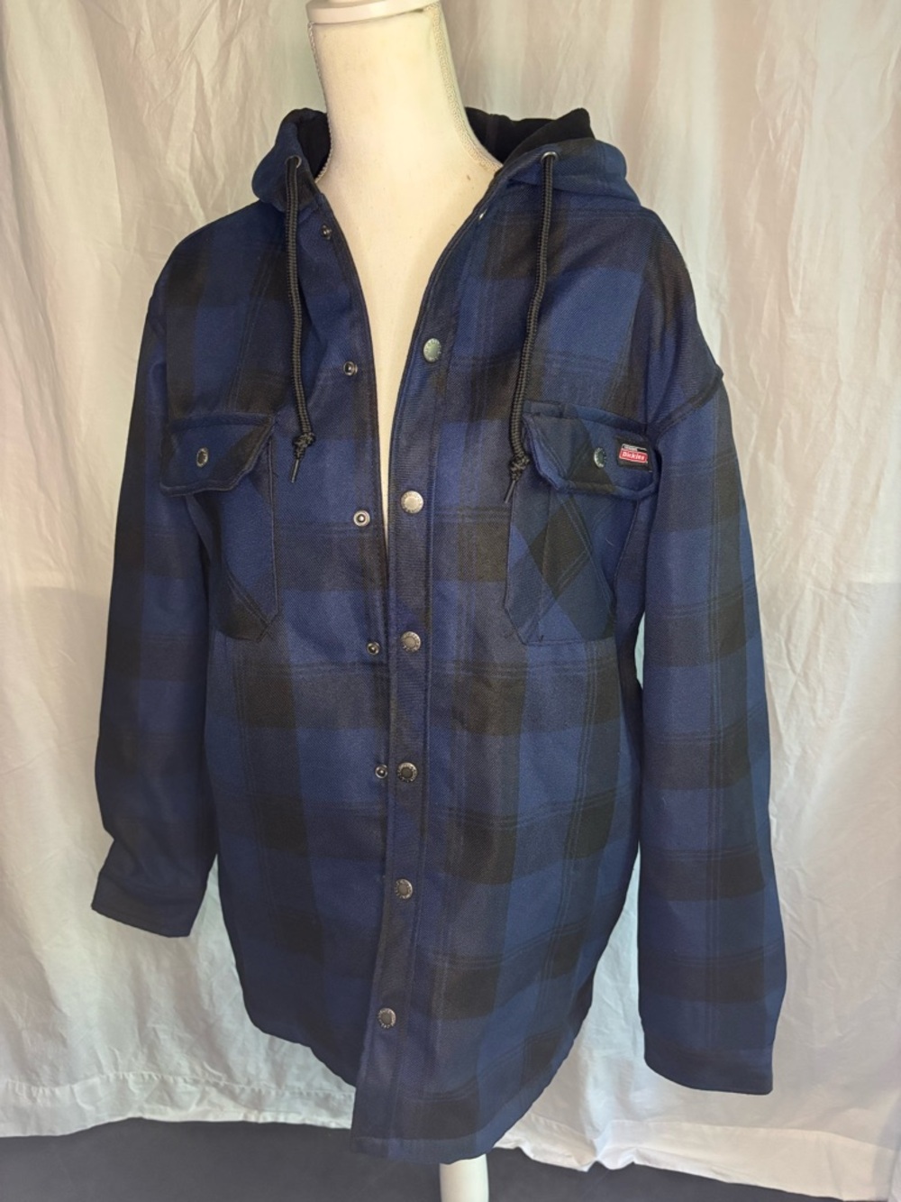Dickies Blue and Black Plaid Hooded Jacket